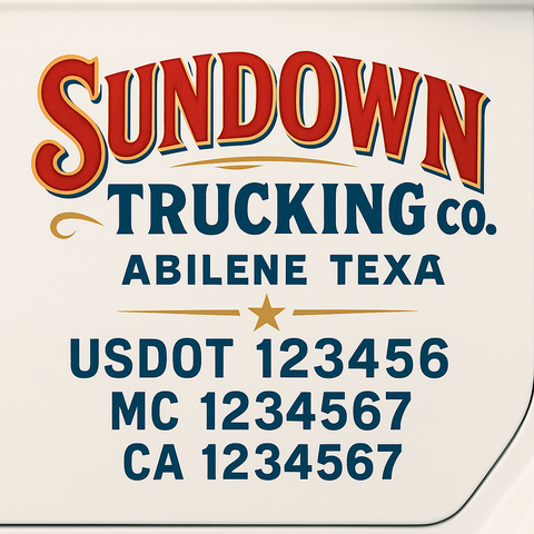 Custom Designed USDOT Truck Door Decal Lettering Signs For Semi-Trucks & Work Trucks (Set of 2)