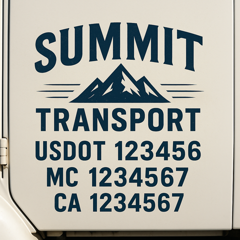 Custom Designed USDOT Truck Door Decal Lettering Signs For Semi-Trucks & Work Trucks (Set of 2)