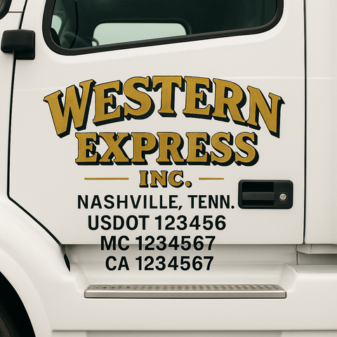 Custom Designed USDOT Truck Door Decal Lettering Signs For Semi-Trucks & Work Trucks (Set of 2)