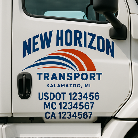 Custom Designed USDOT Truck Door Decal Lettering Signs For Semi-Trucks & Work Trucks (Set of 2)