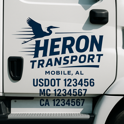 Custom Designed USDOT Truck Door Decal Lettering Signs For Semi-Trucks & Work Trucks (Set of 2)