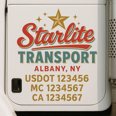 Custom Designed USDOT Truck Door Decal Lettering Signs For Semi-Trucks & Work Trucks (Set of 2)