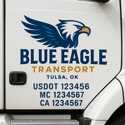 Custom Designed USDOT Truck Door Decal Lettering Signs For Semi-Trucks & Work Trucks (Set of 2)