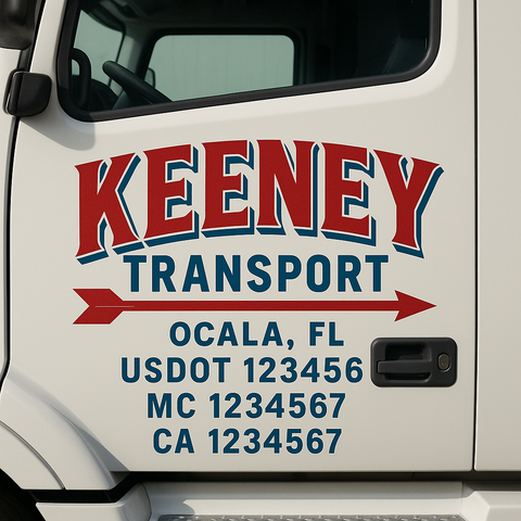 Custom Designed USDOT Truck Door Decal Lettering Signs For Semi-Trucks & Work Trucks (Set of 2)