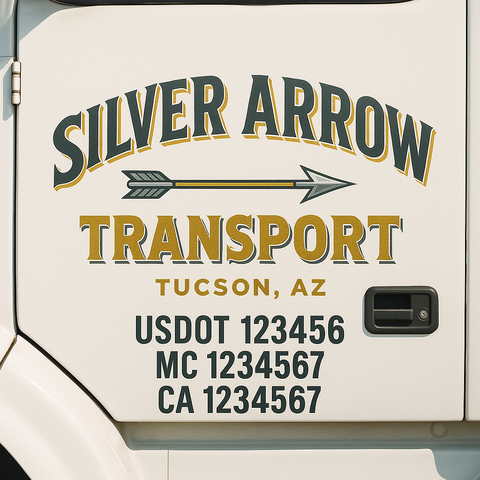 Custom Designed USDOT Truck Door Decal Lettering Signs For Semi-Trucks & Work Trucks (Set of 2)