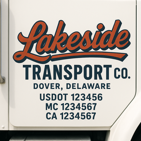 Custom Designed USDOT Truck Door Decal Lettering Signs For Semi-Trucks & Work Trucks (Set of 2)