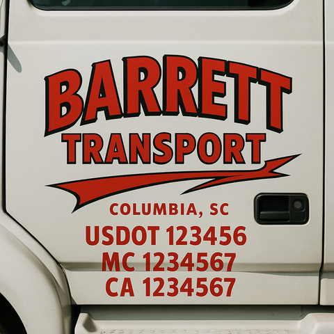 Custom Designed USDOT Truck Door Decal Lettering Signs For Semi-Trucks & Work Trucks (Set of 2)