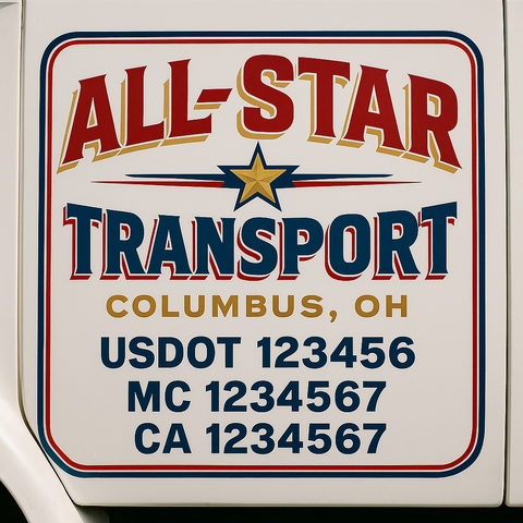 Custom Designed USDOT Truck Door Decal Lettering Signs For Semi-Trucks & Work Trucks (Set of 2)