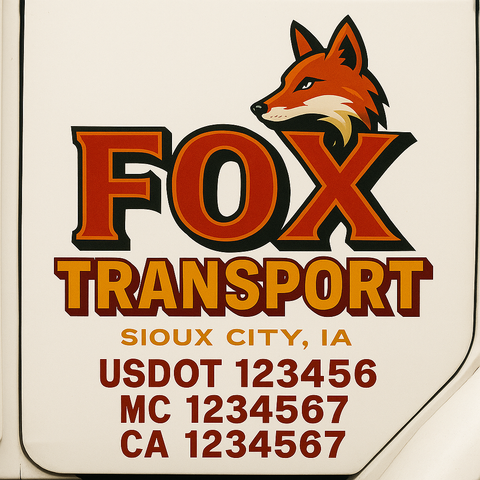 Custom Designed USDOT Truck Door Decal Lettering Signs For Semi-Trucks & Work Trucks (Set of 2)