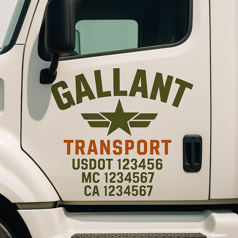 Custom Designed USDOT Truck Door Decal Lettering Signs For Semi-Trucks & Work Trucks (Set of 2)