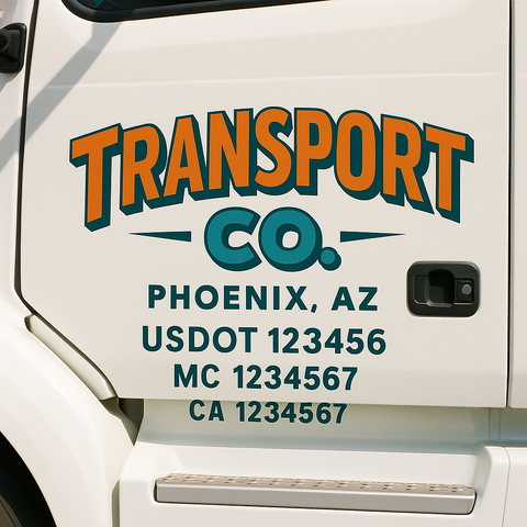 Custom Designed USDOT Truck Door Decal Lettering Signs For Semi-Trucks & Work Trucks (Set of 2)