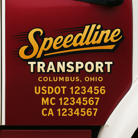 Custom Designed USDOT Truck Door Decal Lettering Signs For Semi-Trucks & Work Trucks (Set of 2)