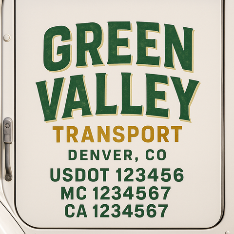 Custom Designed USDOT Truck Door Decal Lettering Signs For Semi-Trucks & Work Trucks (Set of 2)