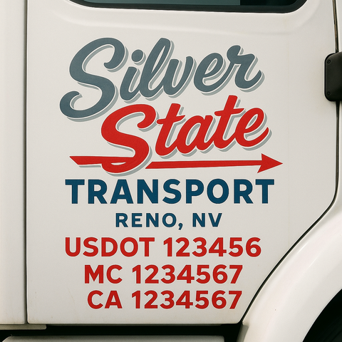 Custom Designed USDOT Truck Door Decal Lettering Signs For Semi-Trucks & Work Trucks (Set of 2)
