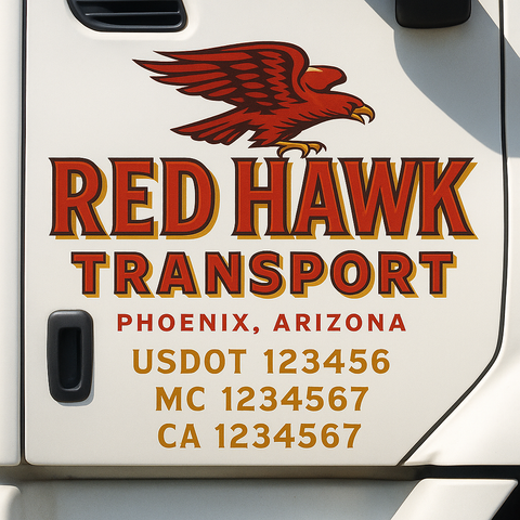 Custom Designed USDOT Truck Door Decal Lettering Signs For Semi-Trucks & Work Trucks (Set of 2)