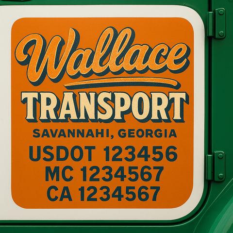 Custom Designed USDOT Truck Door Decal Lettering Signs For Semi-Trucks & Work Trucks (Set of 2)