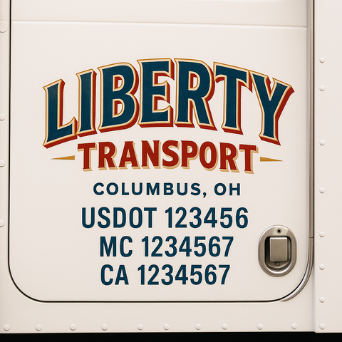 Custom Designed USDOT Truck Door Decal Lettering Signs For Semi-Trucks & Work Trucks (Set of 2)