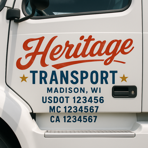 Custom Designed USDOT Truck Door Decal Lettering Signs For Semi-Trucks & Work Trucks (Set of 2)