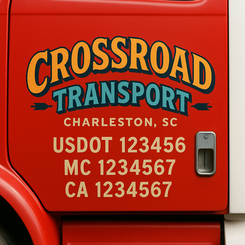 Custom Designed USDOT Truck Door Decal Lettering Signs For Semi-Trucks & Work Trucks (Set of 2)