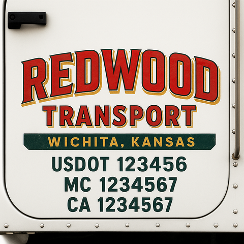 Custom Designed USDOT Truck Door Decal Lettering Signs For Semi-Trucks & Work Trucks (Set of 2)