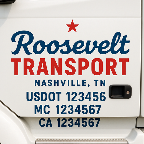 Custom Designed USDOT Truck Door Decal Lettering Signs For Semi-Trucks & Work Trucks (Set of 2)