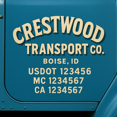 Custom Designed USDOT Truck Door Decal Lettering Signs For Semi-Trucks & Work Trucks (Set of 2)