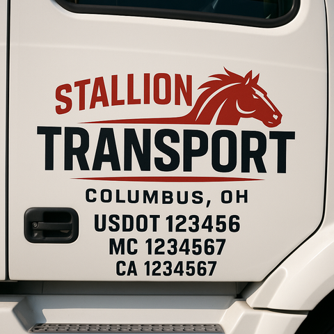 Custom Designed USDOT Truck Door Decal Lettering Signs For Semi-Trucks & Work Trucks (Set of 2)