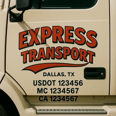 Custom Designed USDOT Truck Door Decal Lettering Signs For Semi-Trucks & Work Trucks (Set of 2)