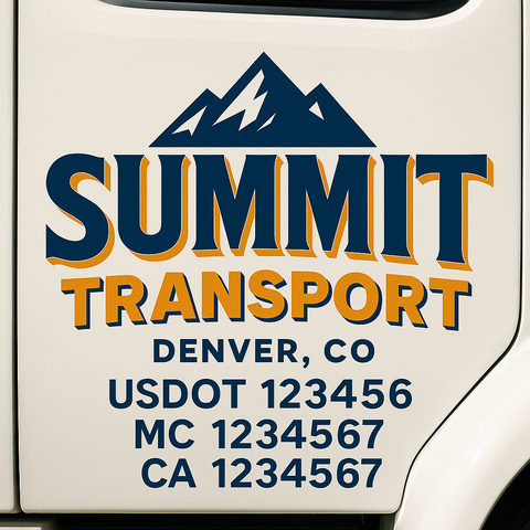 Custom Designed USDOT Truck Door Decal Lettering Signs For Semi-Trucks & Work Trucks (Set of 2)