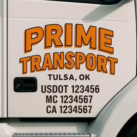 Custom Designed USDOT Truck Door Decal Lettering Signs For Semi-Trucks & Work Trucks (Set of 2)