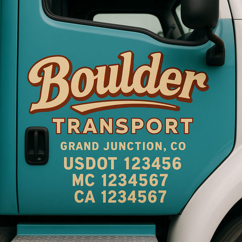 Custom Designed USDOT Truck Door Decal Lettering Signs For Semi-Trucks & Work Trucks (Set of 2)