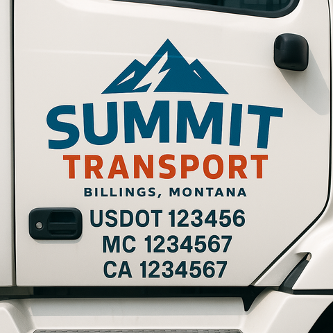 Custom Designed USDOT Truck Door Decal Lettering Signs For Semi-Trucks & Work Trucks (Set of 2)