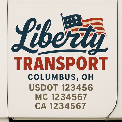 Custom Designed USDOT Truck Door Decal Lettering Signs For Semi-Trucks & Work Trucks (Set of 2)