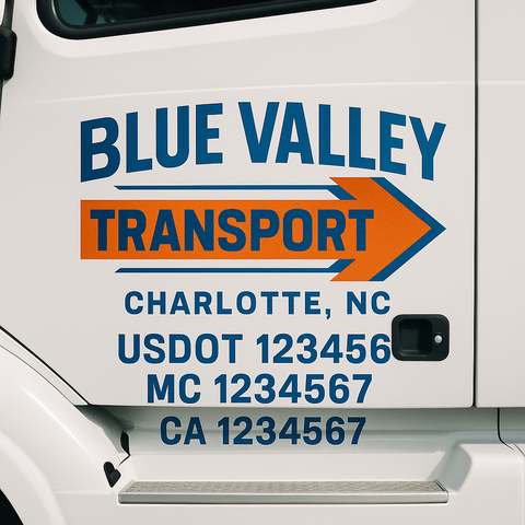 Custom Designed USDOT Truck Door Decal Lettering Signs For Semi-Trucks & Work Trucks (Set of 2)