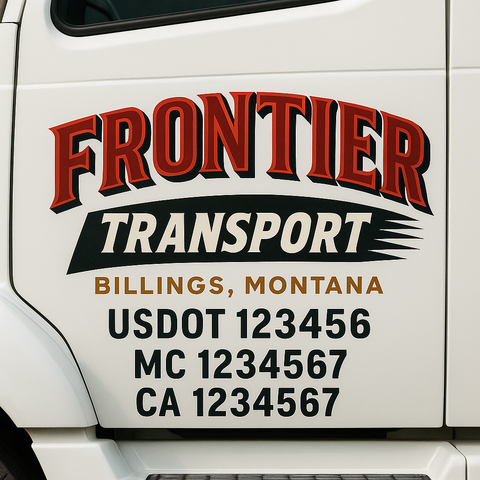 Custom Designed USDOT Truck Door Decal Lettering Signs For Semi-Trucks & Work Trucks (Set of 2)