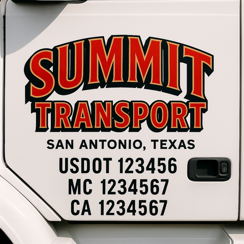 Custom Designed USDOT Truck Door Decal Lettering Signs For Semi-Trucks & Work Trucks (Set of 2)