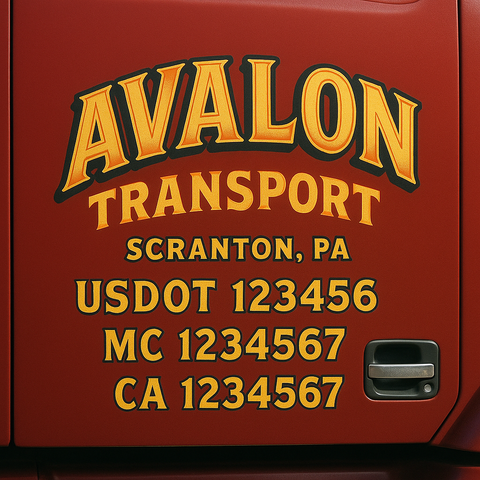 Custom Designed USDOT Truck Door Decal Lettering Signs For Semi-Trucks & Work Trucks (Set of 2)