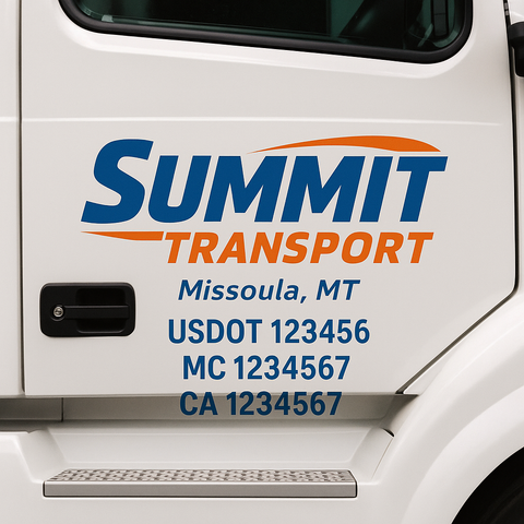 Custom Designed USDOT Truck Door Decal Lettering Signs For Semi-Trucks & Work Trucks (Set of 2)