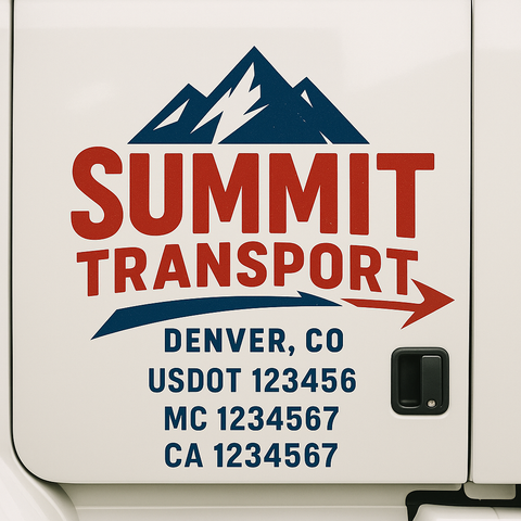 Custom Designed USDOT Truck Door Decal Lettering Signs For Semi-Trucks & Work Trucks (Set of 2)