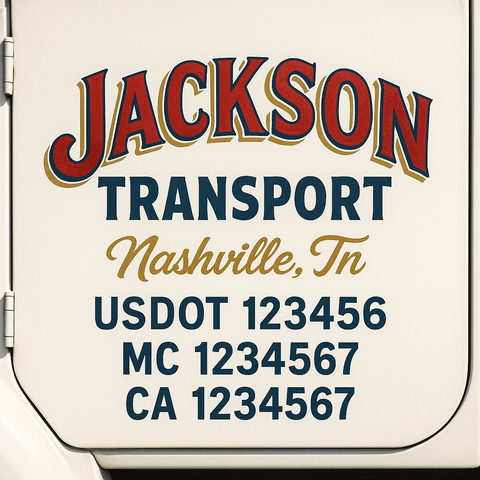 Custom Designed USDOT Truck Door Decal Lettering Signs For Semi-Trucks & Work Trucks (Set of 2)