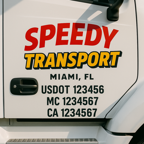 Custom Designed USDOT Truck Door Decal Lettering Signs For Semi-Trucks & Work Trucks (Set of 2)
