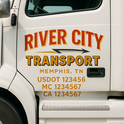 Custom Designed USDOT Truck Door Decal Lettering Signs For Semi-Trucks & Work Trucks (Set of 2)