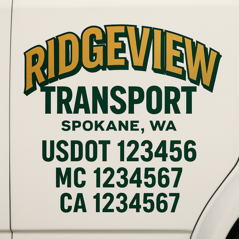 Custom Designed USDOT Truck Door Decal Lettering Signs For Semi-Trucks & Work Trucks (Set of 2)