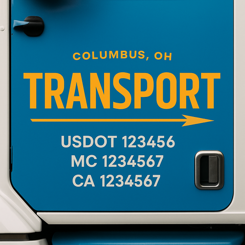 Custom Designed USDOT Truck Door Decal Lettering Signs For Semi-Trucks & Work Trucks (Set of 2)