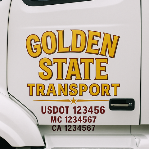 Custom Designed USDOT Truck Door Decal Lettering Signs For Semi-Trucks & Work Trucks (Set of 2)