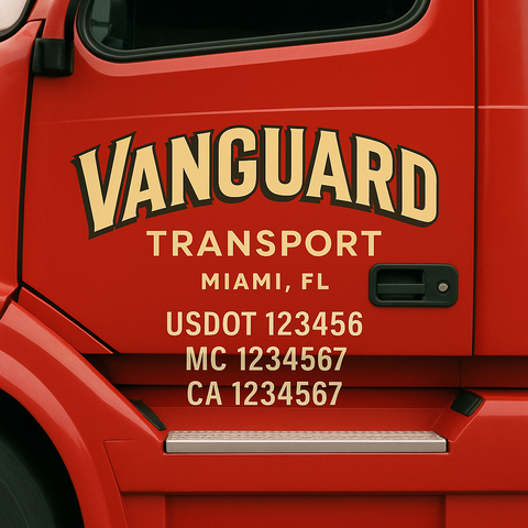 Custom Designed USDOT Truck Door Decal Lettering Signs For Semi-Trucks & Work Trucks (Set of 2)