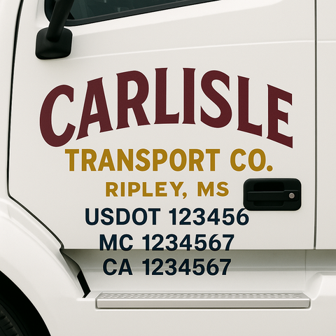 Custom Designed USDOT Truck Door Decal Lettering Signs For Semi-Trucks & Work Trucks (Set of 2)