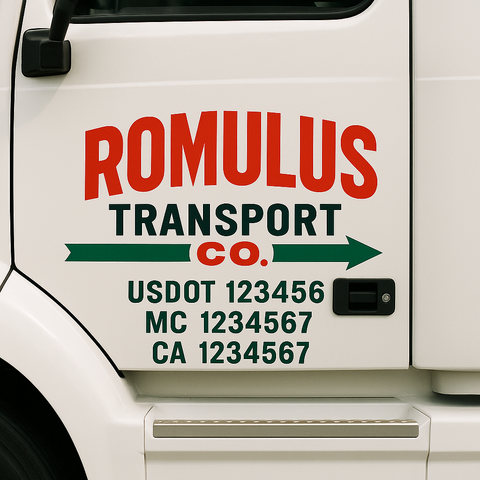 Custom Designed USDOT Truck Door Decal Lettering Signs For Semi-Trucks & Work Trucks (Set of 2)