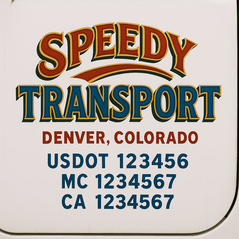 Custom Designed USDOT Truck Door Decal Lettering Signs For Semi-Trucks & Work Trucks (Set of 2)