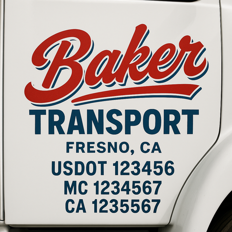 Custom Designed USDOT Truck Door Decal Lettering Signs For Semi-Trucks & Work Trucks (Set of 2)